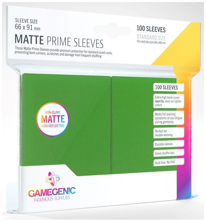 Gamegenic : Matte Prime Card Sleeves - Green (66mm x 91mm) (100 Sleeves Per Pack)