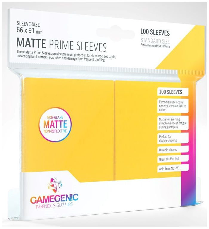 Gamegenic : Matte Prime Board Game Sleeves - Yellow (66mm x 91mm) (100 Sleeves Per Pack)