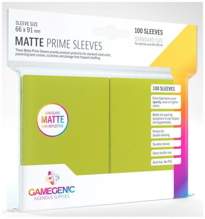 Gamegenic : Matte Prime Card Sleeves - Lime (66mm x 91mm) (100 Sleeves Per Pack)