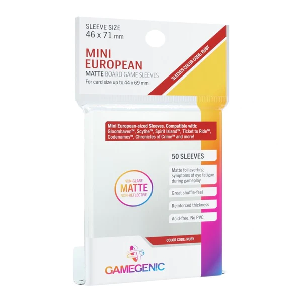 Gamegenic : Matte Board Game Sleeves - Mini European Sized (46mm x 71mm) (50 Sleeves Per Pack)