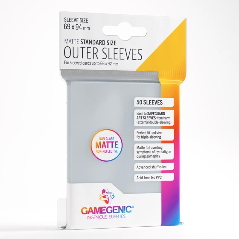 Gamegenic : Matte Board Game Sleeves - Outer Sleeves Standard Size (66mm x 92mm) (50 Sleeves Per Pack)