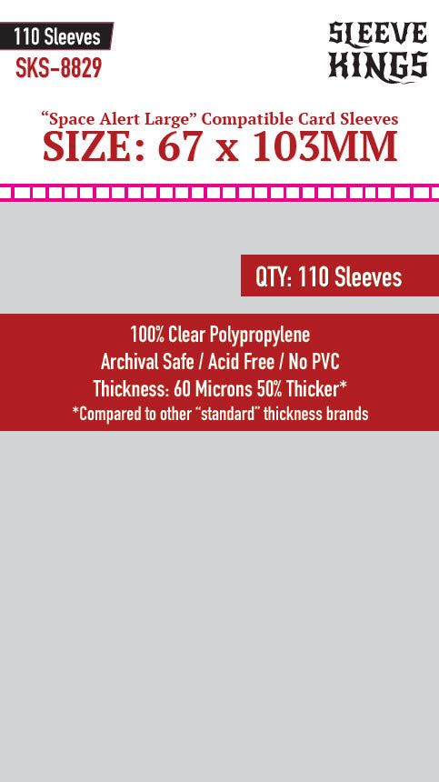 Sleeve Kings : Board Game Sleeves "Space Alert Large Compatible (67mm x103mm) (110 Sleeves Per Pack)