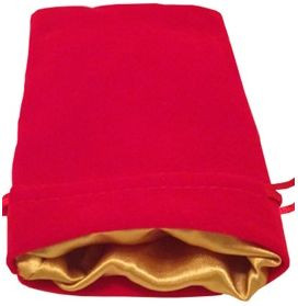 FanRoll : Velvet Dice Bag - Red with Gold Satin Lining