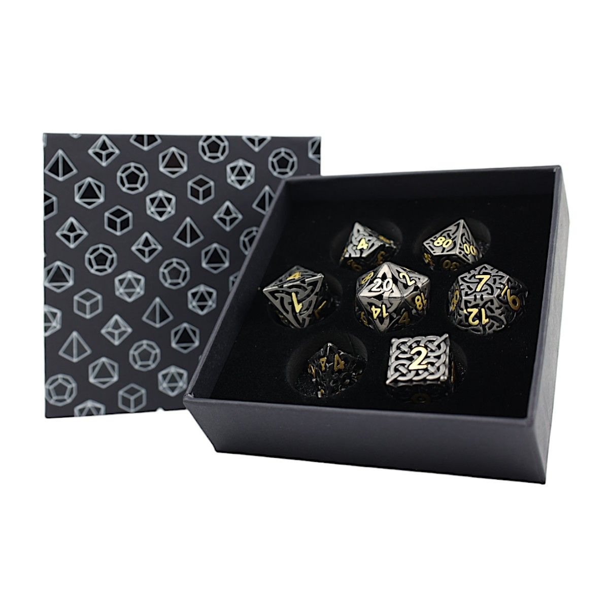 Dice RPG Set : Hollow Celtic - Black and Gold