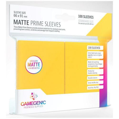 Gamegenic : Matte Prime Board Game Sleeves - Yellow (66mm x 91mm) (100 Sleeves Per Pack)