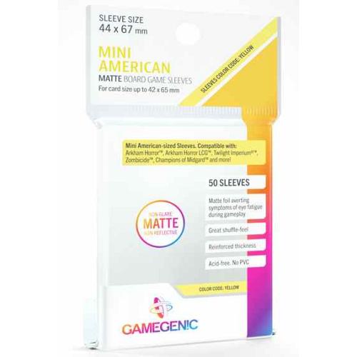 Gamegenic : Matte Board Game Sleeves - Size Code YELLOW - Mini American Sized (44mm x 67mm) (50 Sleeves Per Pack)