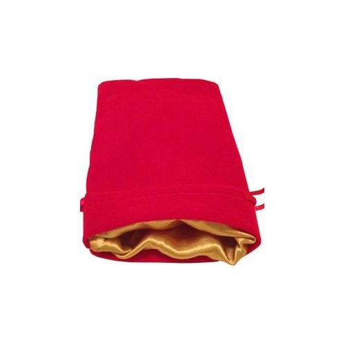 FanRoll : Velvet Dice Bag - Red with Gold Satin Lining