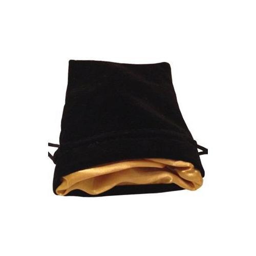 FanRoll : Velvet Dice Bag - Black with Gold Satin Lining