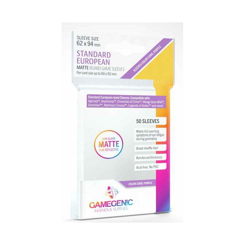 Gamegenic : Matte Board Game Sleeves - Size Code PURPLE - Standard European (62mm x 94mm) (50 Sleeves Per Pack)